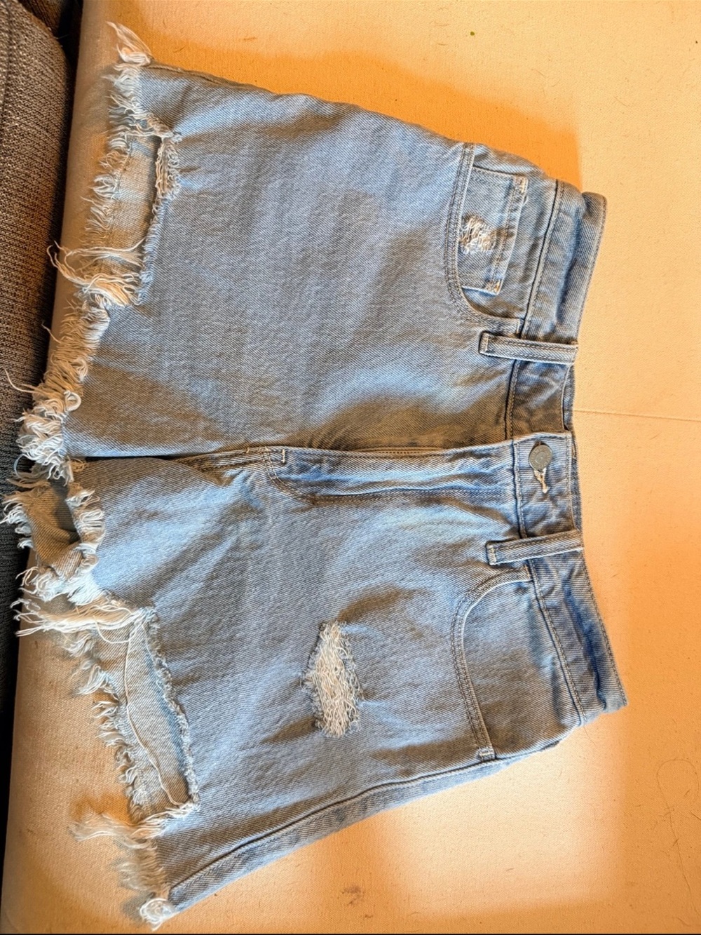 Hollister Light Blue Distressed Denim Cutoff Shorts